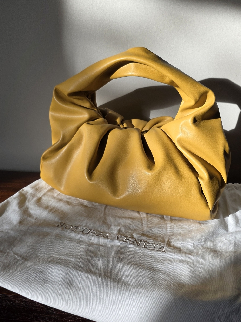 Bottega Veneta (NEW) Leather Shoulder Bag MustMustard Yellow Puffed Leather Tote